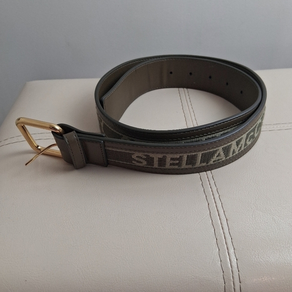 Stella McCartney Eco Monogram Fabric Olive Green and Gold Belt Size 34 main image 9
